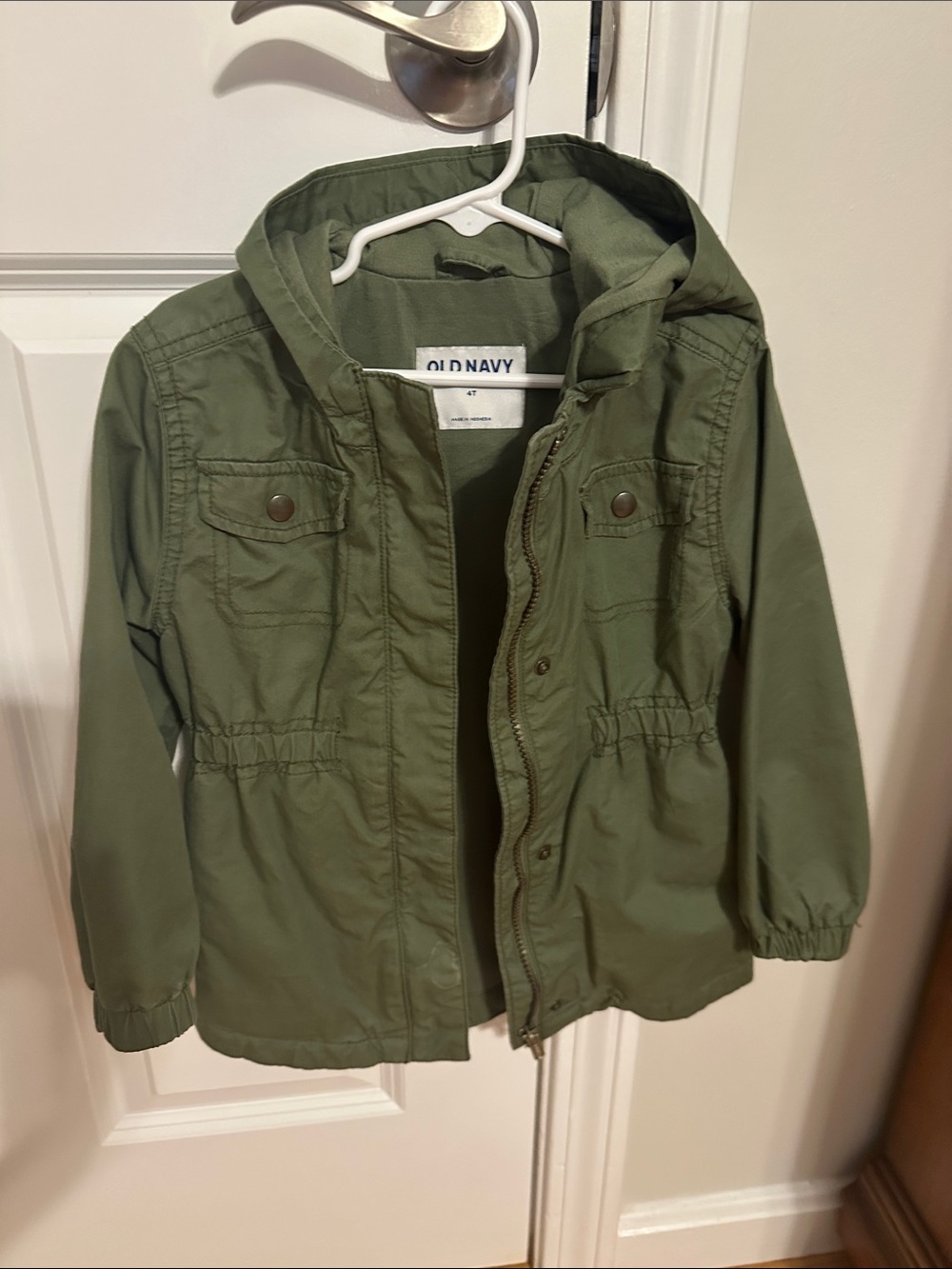 Old Navy Olive Green Hooded Utility Jacket for Kids